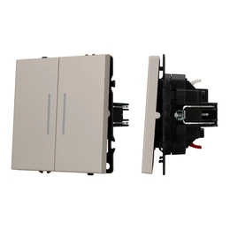 Фото #1 товара Механизм выключателя двухклавишный непроходной LED SWT-NOBE-MK02-SFPL-L-CA (230V, 10A) (Arlight, Кашемир)