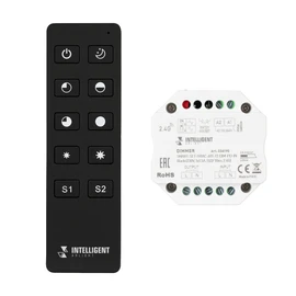 Фото #1 товара INTELLIGENT ARLIGHT Диммер SMART-SET-TRIAC-601-72-DIM-PD-IN Black (230V, 1x1.5A, ПДУ 10кн, 2.4G) (IARL, IP20 Пластик, 5 лет)