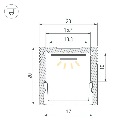 Фото #5 товара Профиль с экраном SL-SLIM20-H20-2000 ANOD+OPAL (Arlight, Алюминий)