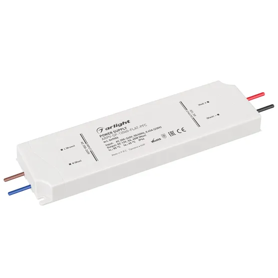 Фото #1 товара Блок питания ARPV-SP-12060-FLAT-PFC (12V, 5A, 60W) (Arlight, IP44 Пластик, 5 лет)