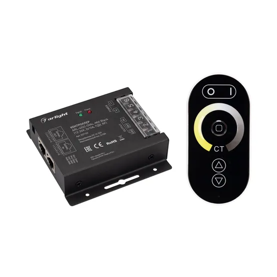 Фото #1 товара Контроллер ARL-4022-OVAL-MIX Black (12-24V, 2x10A, ПДУ, RF) (Arlight, IP20 Металл, 3 года)