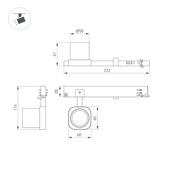 Фото #2 товара Светильник LGD-DIAFILM-4TR-R60-10W Day4000 (BK, 38 deg, 230V) (Arlight, IP20 Металл, 5 лет)