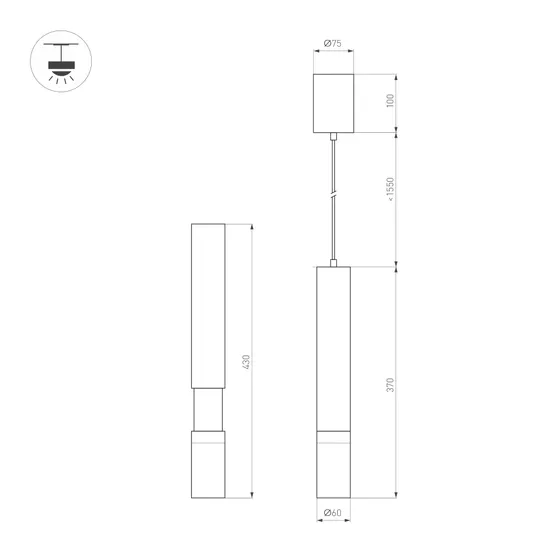 Фото #2 товара Светильник SP-ARTEMIS-HANG-P-R60-15W Warm3300-MIX (BK, 8-80 deg, 230V, TRIAC) (Arlight, IP20 Металл, 5 лет)