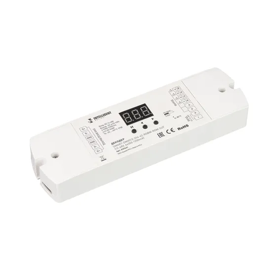 Фото товара INTELLIGENT ARLIGHT Декодер SMART-DMX512-204-62-RGBW-RDM-SUF (12-48V, 4x350-1200mA) (IARL, IP20 Пластик, 5 лет)