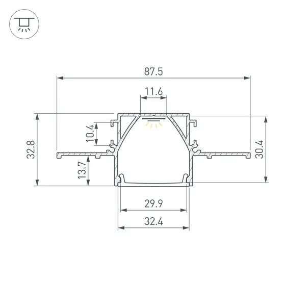 Фото #3 товара Профиль LINIA32-FANTOM-MID-2000 ANOD (Arlight, Алюминий)